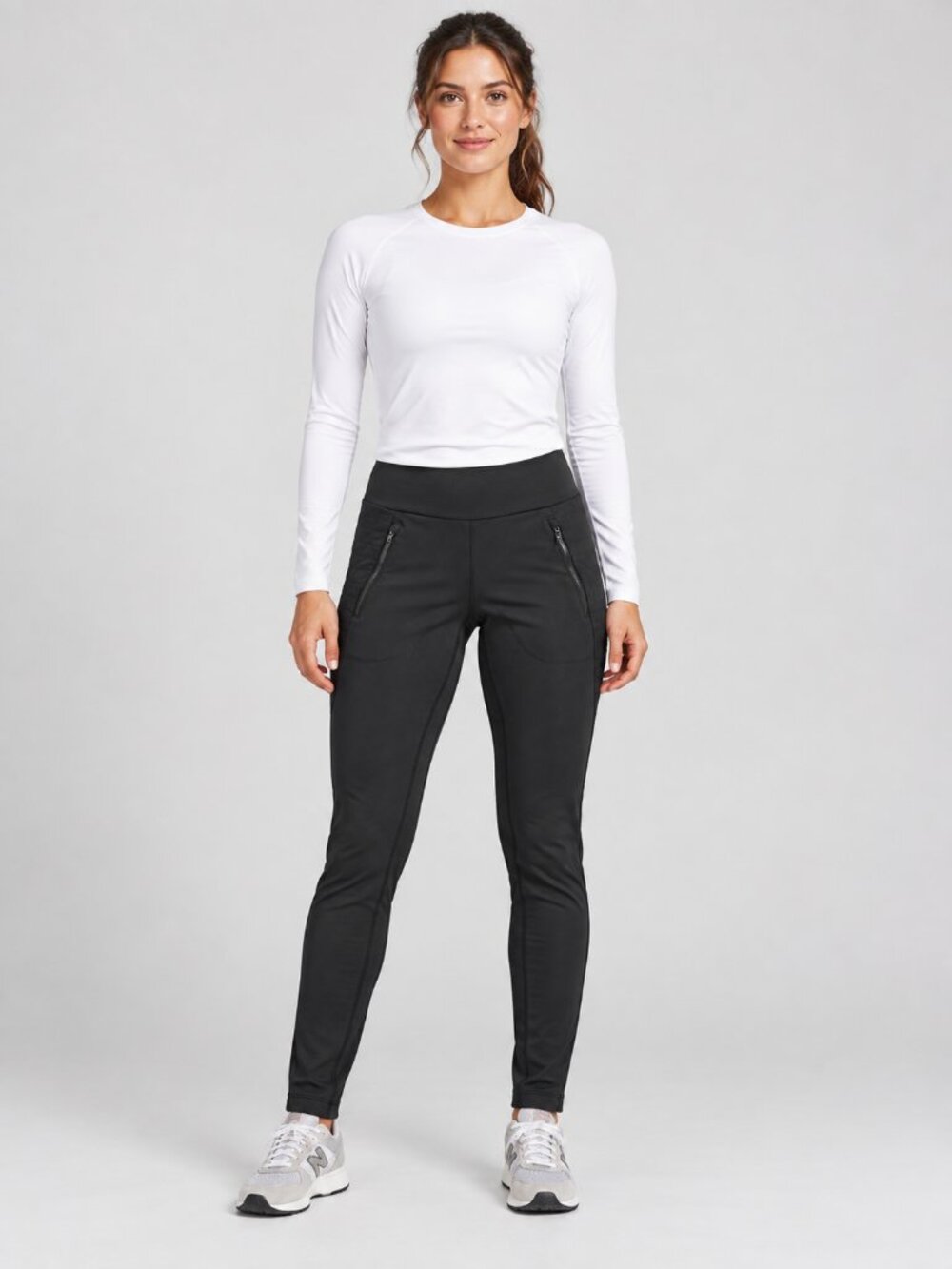 Athleta Peak Hybrid Fleece Tights Women’s Small Black Zip Pockets